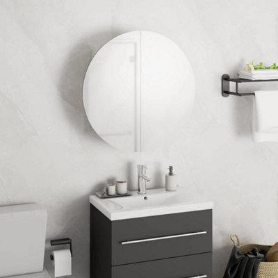 Vidaxl Bathroom Cabinet With Round Mirror&led White 40X40X17.5 Cm - image 1