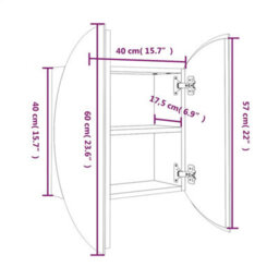 Vidaxl Bathroom Cabinet With Round Mirror&led White 40X40X17.5 Cm - thumbnail 8