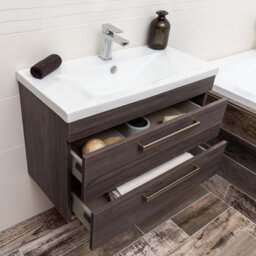 Plum&clay Novela Dark Wood Wall Hung Vanity Unit With Ceramic Basin (W)800mm - thumbnail 3