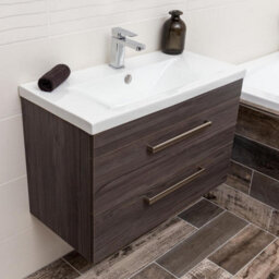 Plum&clay Novela Dark Wood Wall Hung Vanity Unit With Ceramic Basin (W)800mm - thumbnail 2