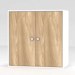 Urbn-Living Urbnliving Height 60Cm 2 Tier Wooden Storage Cabinet Side Furniture Oak Door Cupboard Bedroom Hallway Shelf Unit - thumbnail 1