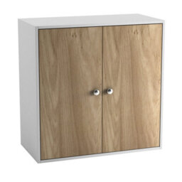 Urbn-Living Urbnliving Height 60Cm 2 Tier Wooden Storage Cabinet Side Furniture Oak Door Cupboard Bedroom Hallway Shelf Unit - thumbnail 4