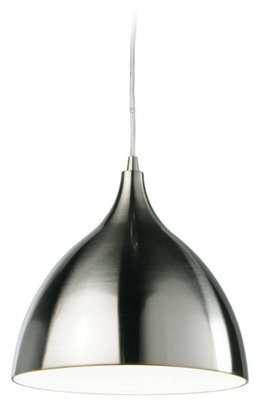 Luminosa Lighting Luminosa Caf 1 Light Dome Ceiling Pendant - Low Energy Brushed Steel, White Inside
