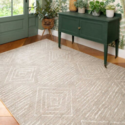 Loomed Beige Moroccan Berber Diamond Geometric Living Area Rug 80X150Cm