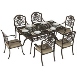 Outsunny Outdoor Dining Set With Cushions, Parasol Hole, Bronze Tone - thumbnail 2