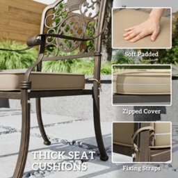 Outsunny Outdoor Dining Set With Cushions, Parasol Hole, Bronze Tone - thumbnail 7