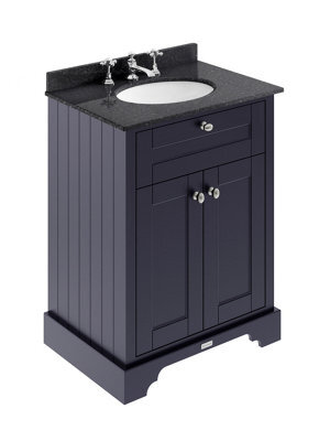 Hudson Reed Floor Standing Two Door Traditional Vanity Unit With 3 Tap Hole Black Marble Top & Basin In Twilight Blue, 620 X 470mm - image 1