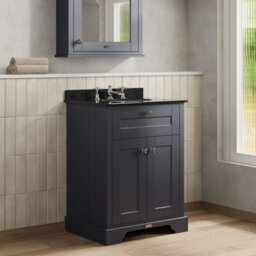 Hudson Reed Floor Standing Two Door Traditional Vanity Unit With 3 Tap Hole Black Marble Top & Basin In Twilight Blue, 620 X 470mm - thumbnail 4