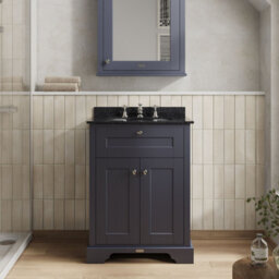 Hudson Reed Floor Standing Two Door Traditional Vanity Unit With 3 Tap Hole Black Marble Top & Basin In Twilight Blue, 620 X 470mm - thumbnail 2
