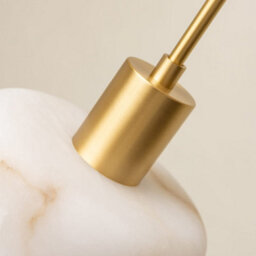 Brass bee Alabaster Pendant Light. Solid Brass Hanging Light. Satin Brass - thumbnail 4