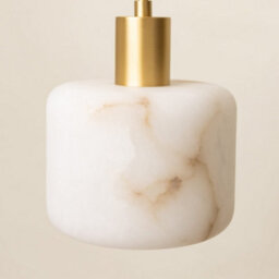 Brass bee Alabaster Pendant Light. Solid Brass Hanging Light. Satin Brass - thumbnail 3