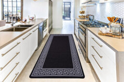 Smart Living Heavy Duty Machine Washable Runner For Hallway, Kitchen Non Slip Floor Mats, Door Mat 67Cm X 220Cm - Black Grey - thumbnail 1