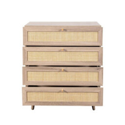 Swish Furniture Willow Oak & Real Rattan Chest Of 4 Drawers Bedroom Storage Furniture - thumbnail 5