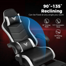 Gtplayer Gaming Chair, Heavy Duty Computer Chairs With Footrest Linkage Armrest And Lumbar Support, Ergonomic Office Chair, White - thumbnail 4