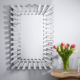 Furniturebox Starburst Medium 100Cm X 66Cm 3D Silver Rectangular Sunburst Modern Hallway Bedroom Dining And Living Room Mirror - thumbnail 2
