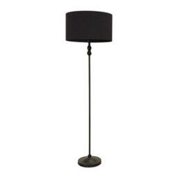 Valuelights Maggie Black Metal Candlestick Floor Lamp With Black Fabric Lamp Shade - thumbnail 2