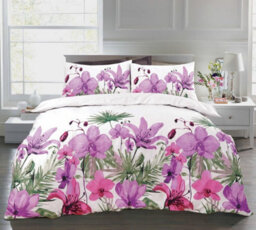 Kampala Hill Nightzone Lily Lilac Duvet Cover Set Single Bedding Set With Pillowcase