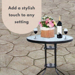 Garden Round Glass Metal Outdoor Side Table - thumbnail 8