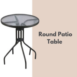 Garden Round Glass Metal Outdoor Side Table - thumbnail 4