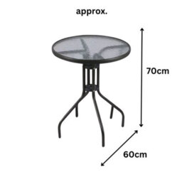 Garden Round Glass Metal Outdoor Side Table - thumbnail 3