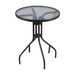 Garden Round Glass Metal Outdoor Side Table - thumbnail 2