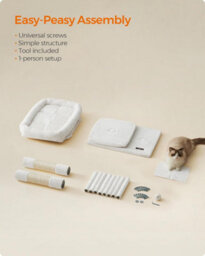 Songmics Cat Condo Tree Tower, L, Cat Tower For Big Cats, Perch For Large Cats, 2 Cat Caves, Scratching Post, Cream White - thumbnail 7