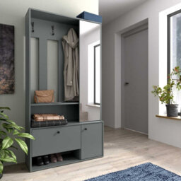 Spot Uni Wardrobe With Mirror Modern Functional Storage Unit 100X33X190 Cm Green Stone