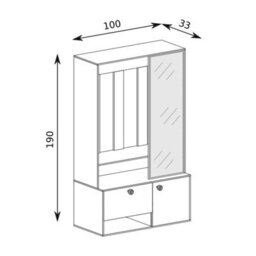 Spot Uni Wardrobe With Mirror Modern Functional Storage Unit 100X33X190 Cm Green Stone - thumbnail 3