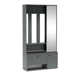Spot Uni Wardrobe With Mirror Modern Functional Storage Unit 100X33X190 Cm Green Stone - thumbnail 2