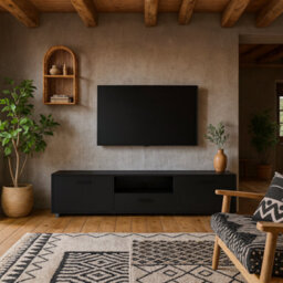 Wyld Haus Nagoya Black Low Media Tv Unit 2 Doors 1 Drawer 1 Shelf - thumbnail 1