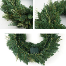 Amorly Christmas Wreath Pre-Lit 15.74 Inch With Light & Pine Cone,  Wreath For Christmas Decoration Door Windows Wall - thumbnail 3
