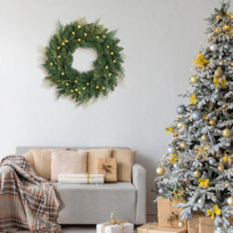 Amorly Christmas Wreath Pre-Lit 15.74 Inch With Light & Pine Cone,  Wreath For Christmas Decoration Door Windows Wall - thumbnail 5