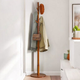 Rafaelo Mobilia Adjustable Wooden 8 Hook Coat Stand With Round Base - thumbnail 3