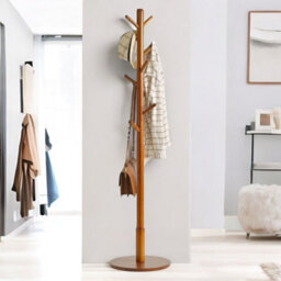Rafaelo Mobilia Adjustable Wooden 8 Hook Coat Stand With Round Base - thumbnail 2