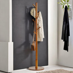 Rafaelo Mobilia Adjustable Wooden 8 Hook Coat Stand With Round Base - thumbnail 5