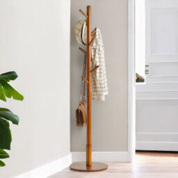 Rafaelo Mobilia Adjustable Wooden 8 Hook Coat Stand With Round Base - thumbnail 9