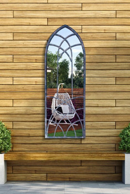Mirroroutlet Chelsea Metal Arch Shaped Decorative Window Garden Mirror 121Cm X 45Cm - image 1