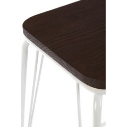 Orsina Sturdy And Reliable White Metal And Elm Wood Stool, Sleek Large Square Stool, Wooden Bar Stool For Home Bar - thumbnail 3