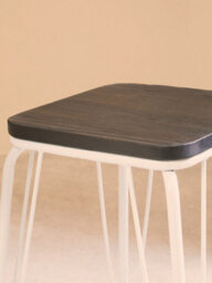 Orsina Sturdy And Reliable White Metal And Elm Wood Stool, Sleek Large Square Stool, Wooden Bar Stool For Home Bar - thumbnail 6