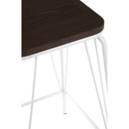 Orsina Sturdy And Reliable White Metal And Elm Wood Stool, Sleek Large Square Stool, Wooden Bar Stool For Home Bar - thumbnail 4