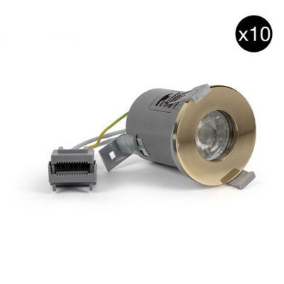 10 Pack - Polished Brass Gu10  Fire Rated Downlight - Ip65 - Se Home - image 1