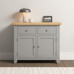 Seconique Windsor 2 Door 2 Drawer Sideboard Grey Oak With Dovetail Joints Fully Assembled - thumbnail 1