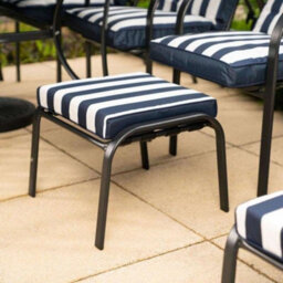 Primrose 6 Seater Metal Garden Furniture Set With Table Chairs Stools And Crank Parasol In Navy Blue - thumbnail 8