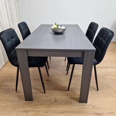 Kosy Koala Modern Dining Table Set With 4 Black Velvet Chairs Wood Dining Set Furniture - image 1
