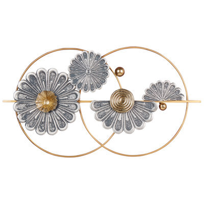 Beliani Wall Decor Flower Promethium Metal 51 Cm Gold - image 1