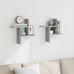 Walplus Wall Shelves 2 Pcs Grey Sonoma 38X12X38 Cm Engineered Wood - thumbnail 3