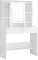 Songmics Vasagle Makeup Vanity Table, Led Lights With 3 Colors, Adjustable Brightness, Mirror Vanity Desk, Modern Makeup Desk, White - thumbnail 8