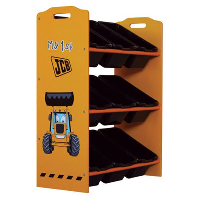 Kidsaw Jcb 9 Bin Storage Unit, Digger Theme, Black Storage Boxes, Kids - image 1
