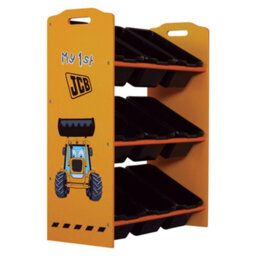 Kidsaw Jcb 9 Bin Storage Unit, Digger Theme, Black Storage Boxes, Kids