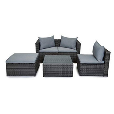 Evre 4 Seat Grey Outdoor Rattan Garden Furniture Sofa Set With Coffee Table - Malaga For Conservatories Patios - image 1